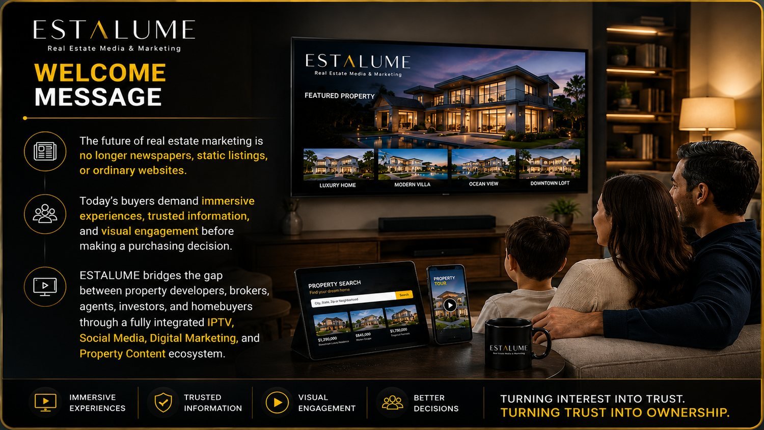 ESTALUME property broadcast on screen